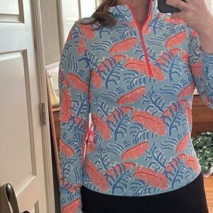 Hiho Womens Long Sleeve 1/4 Zip Shirt Blue Coral Golf small